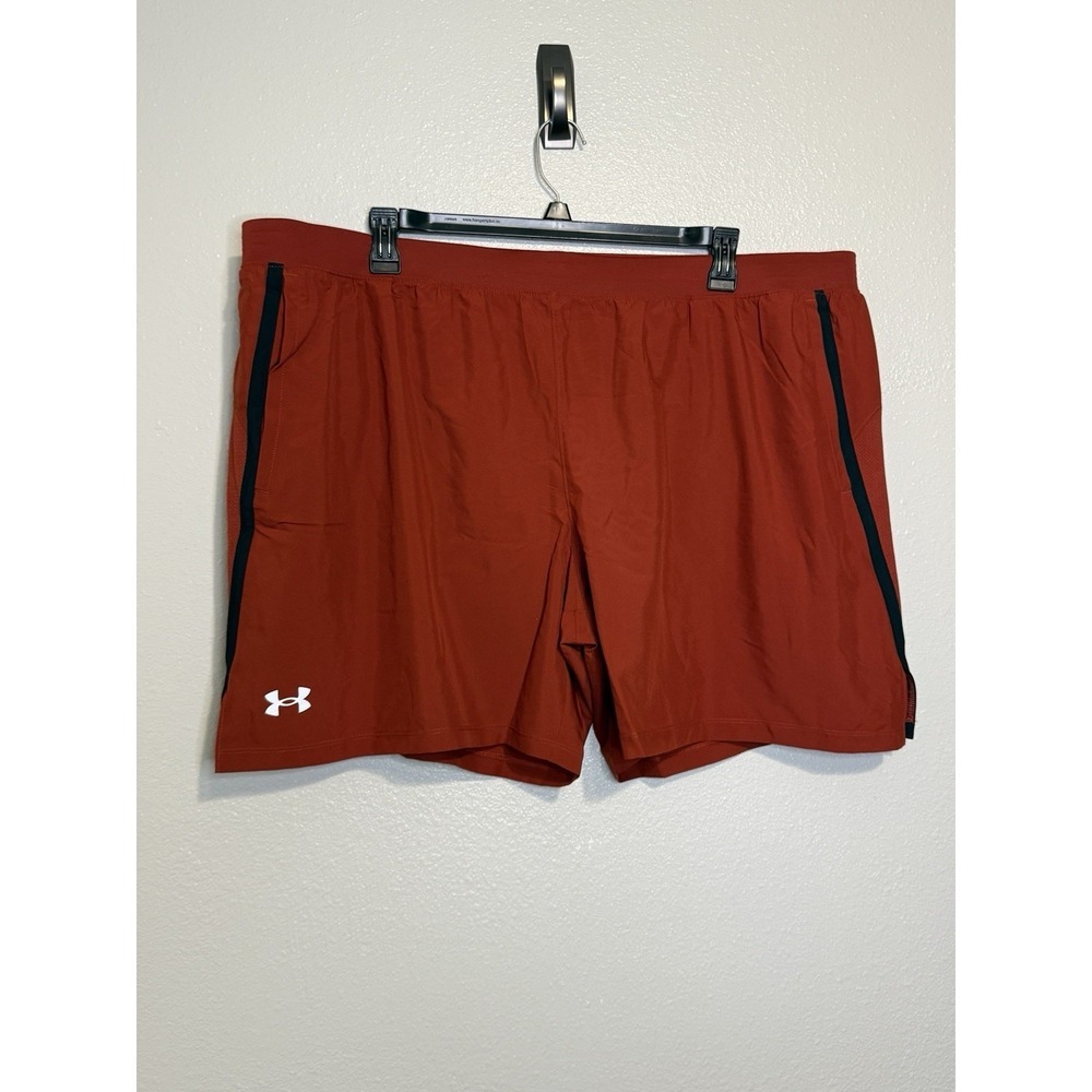 Under Armour Men's Shorts Size 4XL Orange Elastic Waist Workout Athletic Fitted